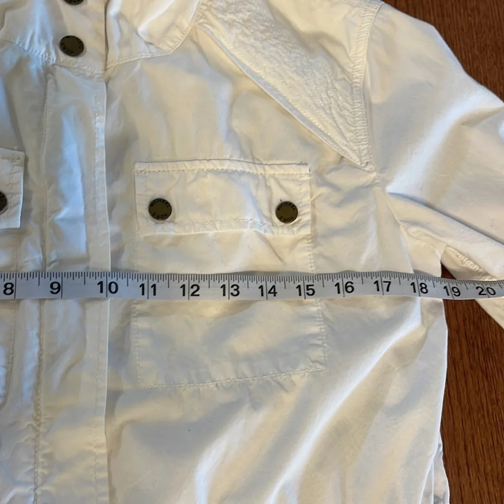 Michael Kors woman’s spring summer white 100% cotton jacket lightweight hood XS